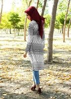 Tesettür giyim SİYAH T 285-1 Hewes Line Şerit Desen Düğmeli Tunik