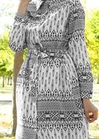 Tesettür giyim SİYAH T 285-1 Hewes Line Şerit Desen Düğmeli Tunik