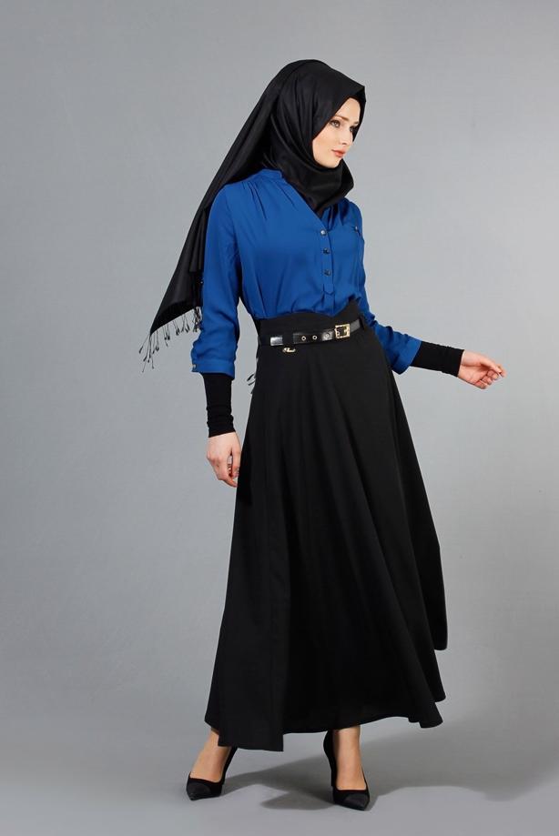 Vêtements hijab  T 1505 Hazalgül Kloş Kemerli Etek - TRENDTESETTÜR