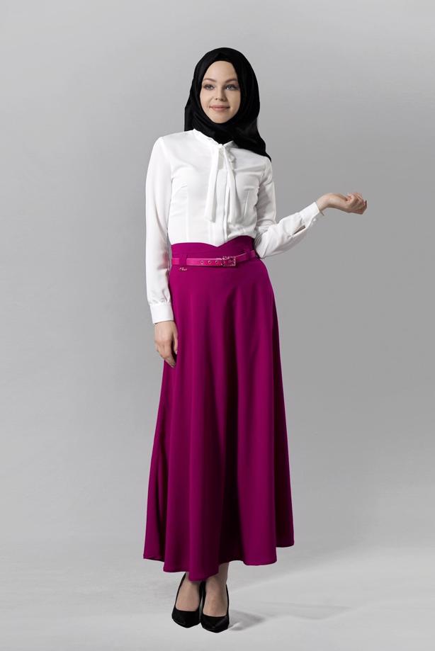 Vêtements hijab  T 1505 Hazalgül Kloş Kemerli Etek - TRENDTESETTÜR