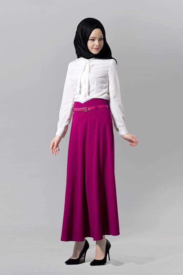 Vêtements hijab  T 1505 Hazalgül Kloş Kemerli Etek - TRENDTESETTÜR