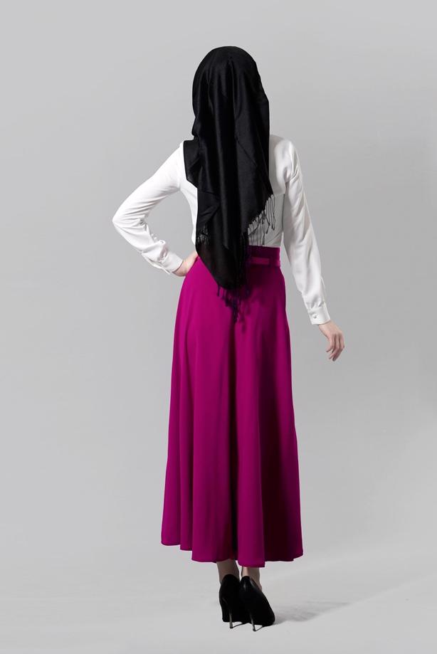 Vêtements hijab  T 1505 Hazalgül Kloş Kemerli Etek - TRENDTESETTÜR