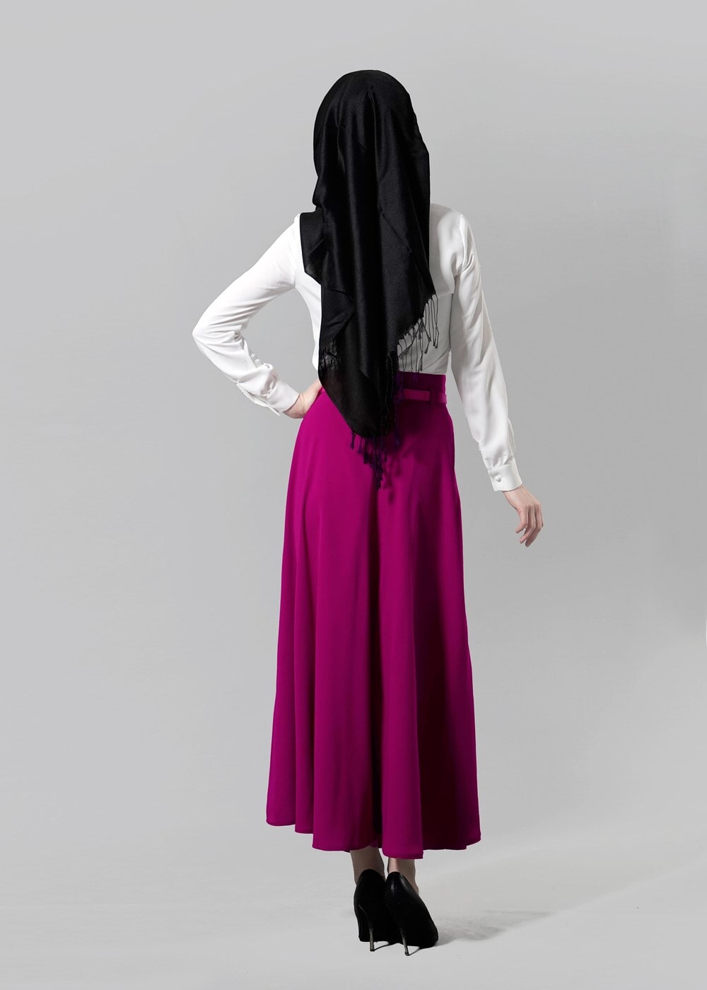 Vêtements hijab FUCHSIA T 1505 Hazalgül Kloş Kemerli Etek