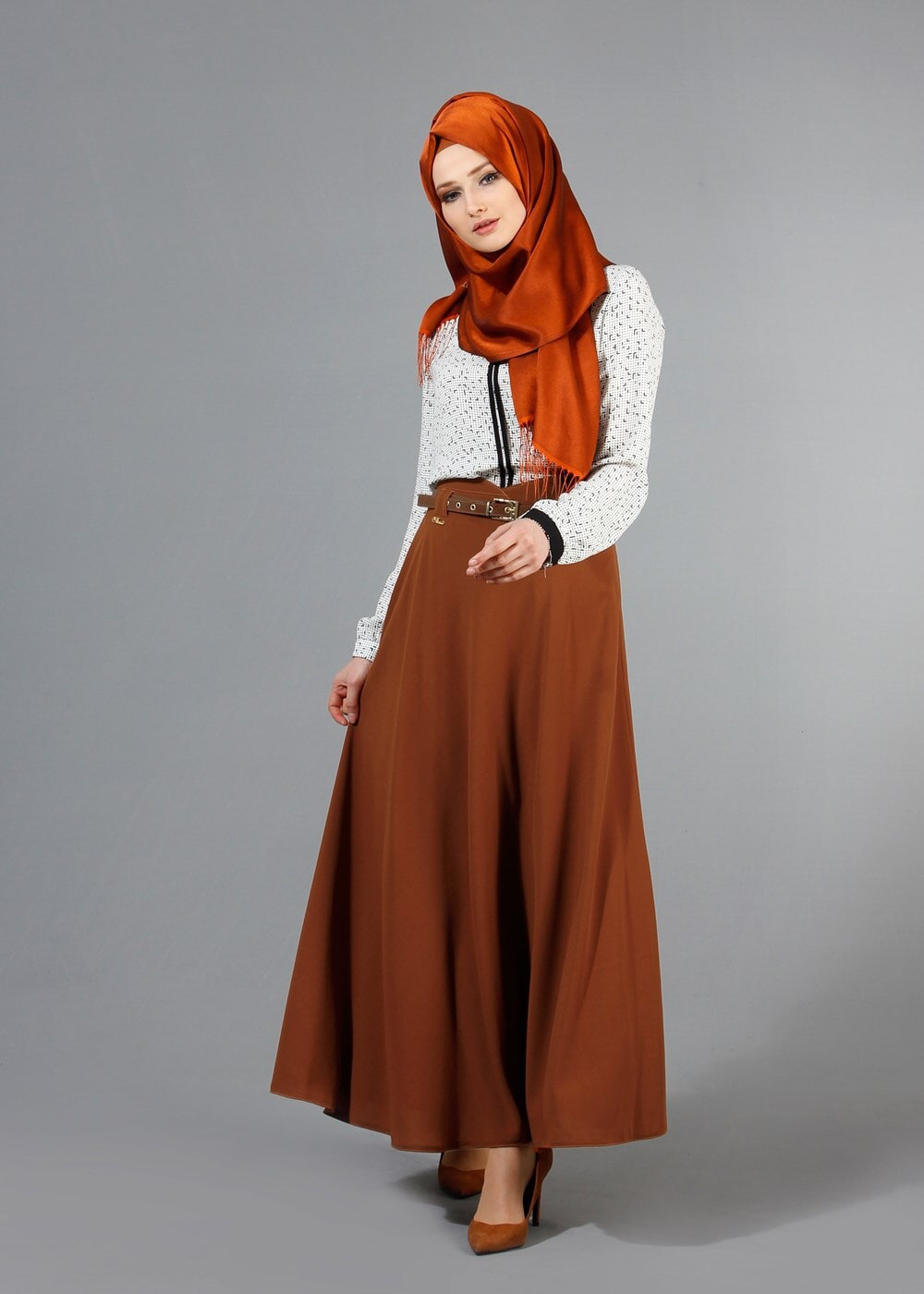 Vêtements hijab TABA T 1505 Hazalgül Kloş Kemerli Etek