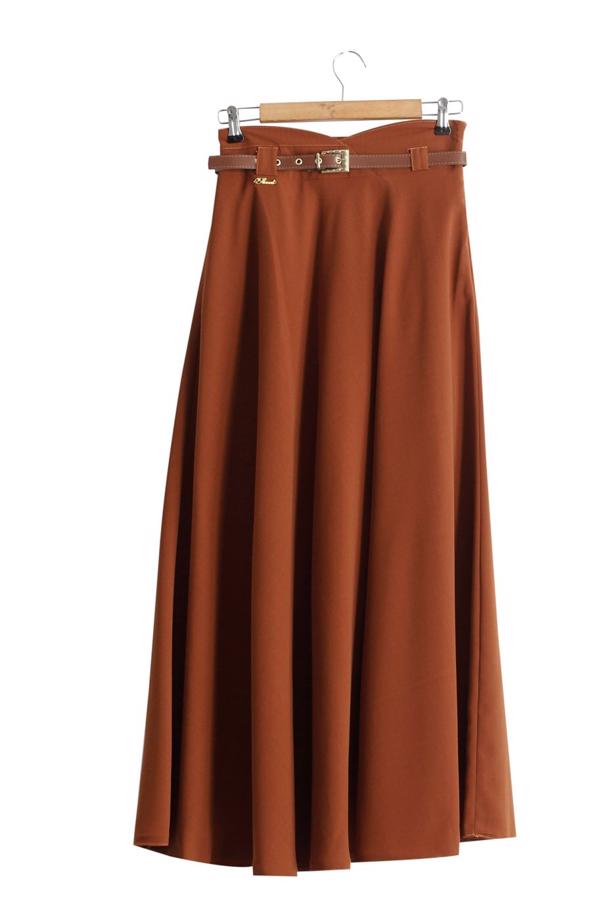 Vêtements hijab  T 1505 Hazalgül Kloş Kemerli Etek - TRENDTESETTÜR