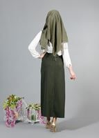 Hijab clothing KHAKI T 1978 Hazalgül Düğme Detaylı Kemerli Etek