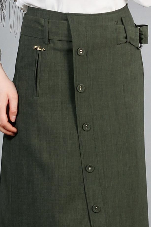 Vêtements hijab  T 1978 Hazalgül Düğme Detaylı Kemerli Etek - TRENDTESETTÜR