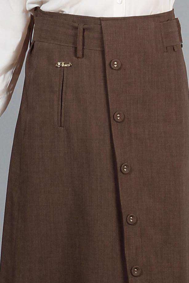 Vêtements hijab  T 1978 Hazalgül Düğme Detaylı Kemerli Etek - TRENDTESETTÜR