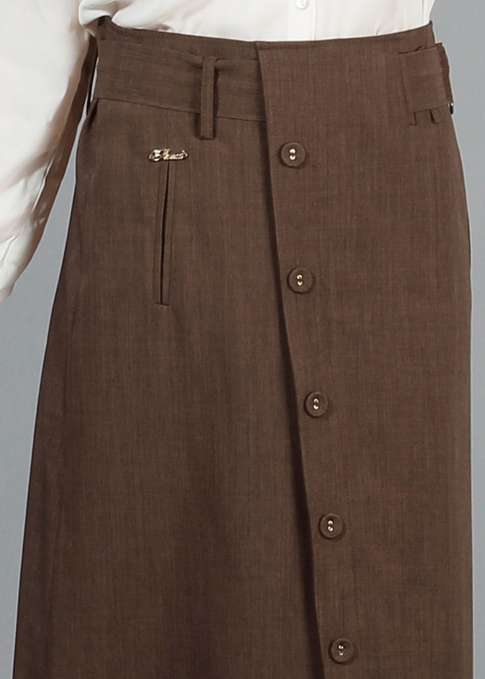 Vêtements hijab BRUN T 1978 Hazalgül Düğme Detaylı Kemerli Etek