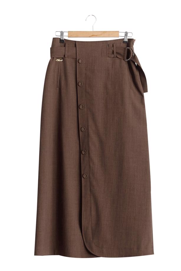 Vêtements hijab  T 1978 Hazalgül Düğme Detaylı Kemerli Etek - TRENDTESETTÜR