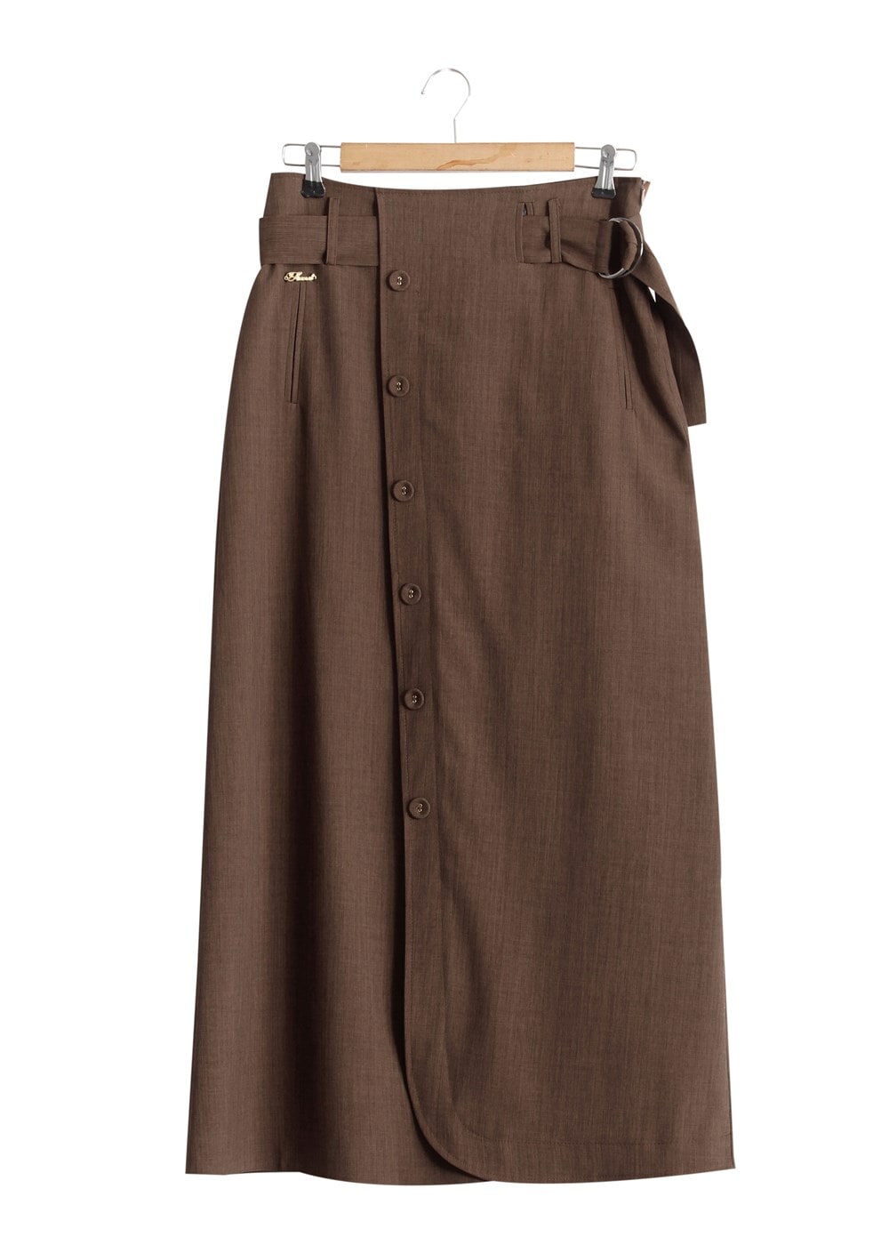 Vêtements hijab BRUN T 1978 Hazalgül Düğme Detaylı Kemerli Etek