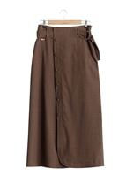 Vêtements hijab BRUN T 1978 Hazalgül Düğme Detaylı Kemerli Etek