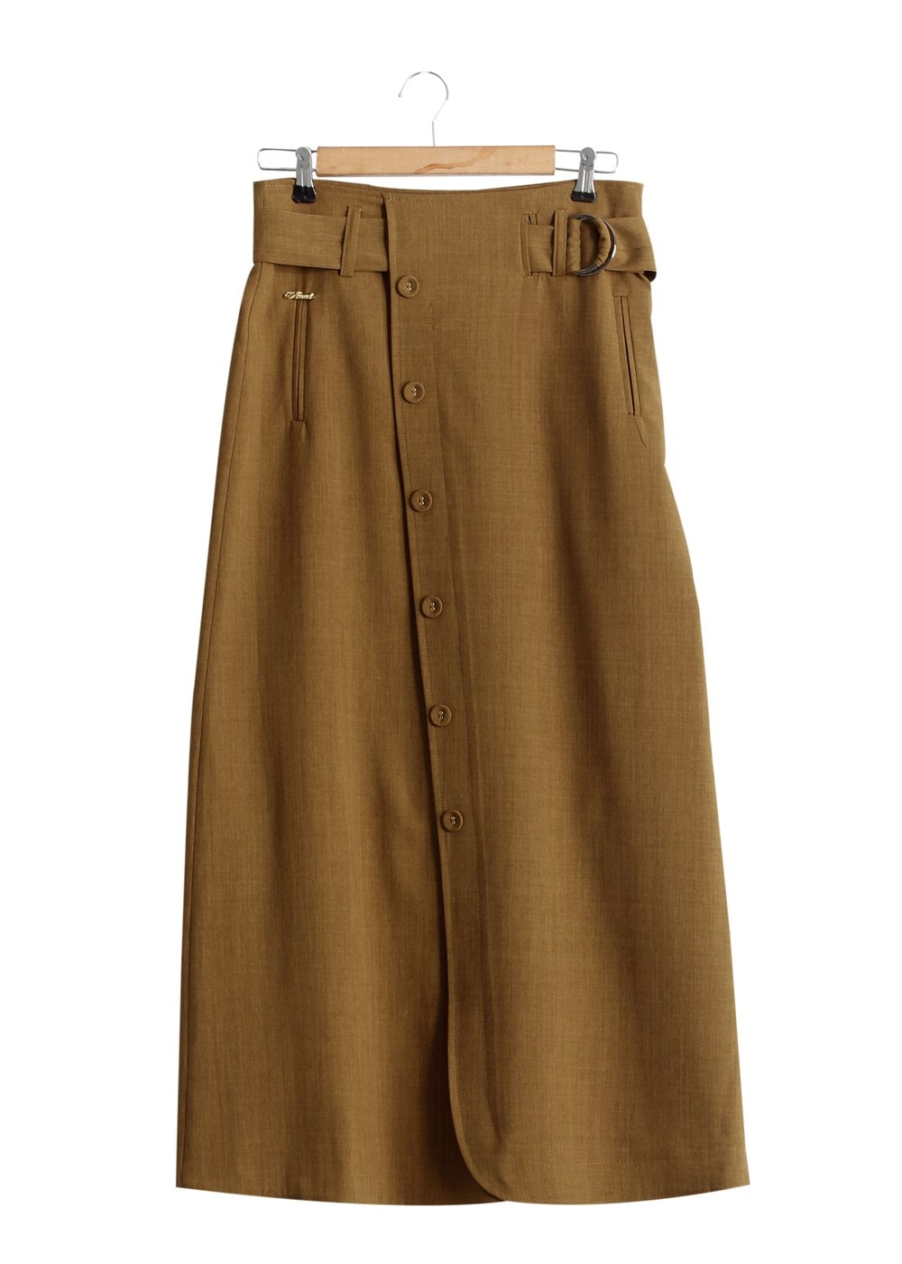 Hijab clothing YELLOW T 1978 Hazalgül Düğme Detaylı Kemerli Etek