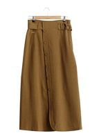 Hijab clothing YELLOW T 1978 Hazalgül Düğme Detaylı Kemerli Etek