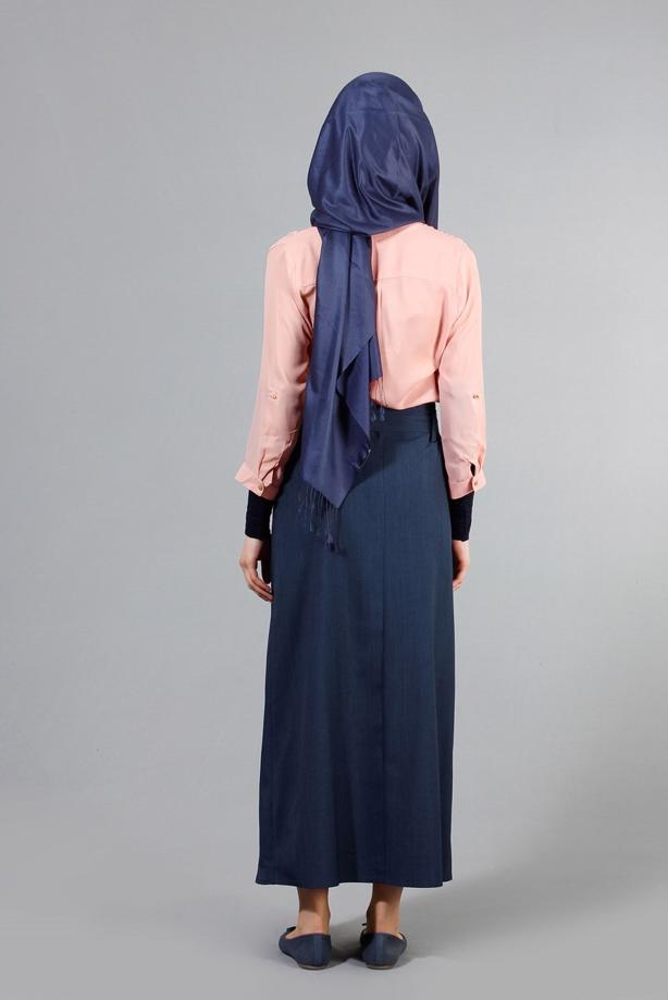 Vêtements hijab  T 1978 Hazalgül Düğme Detaylı Kemerli Etek - TRENDTESETTÜR