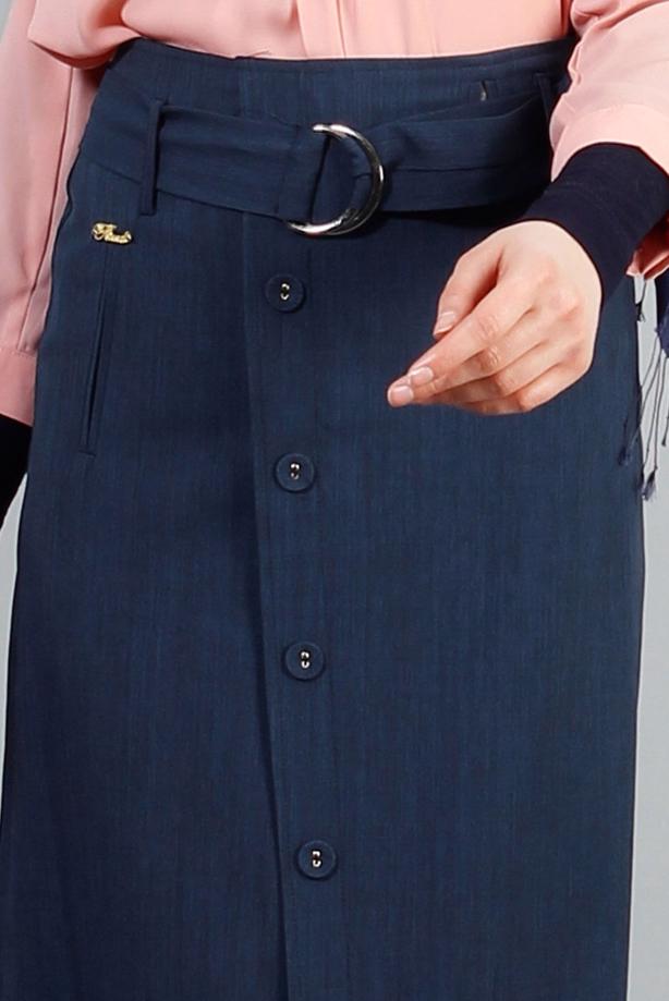 Vêtements hijab  T 1978 Hazalgül Düğme Detaylı Kemerli Etek - TRENDTESETTÜR
