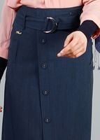 Vêtements hijab BLEU MARINE T 1978 Hazalgül Düğme Detaylı Kemerli Etek