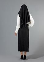 Hijab clothing BLACK T 3523 Hazalgül Kendinden Desenli  Kemerli Etek