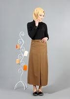 Hijab clothing ORANGE T 3523 Hazalgül Kendinden Desenli  Kemerli Etek