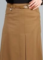 Hijab clothing ORANGE T 3523 Hazalgül Kendinden Desenli  Kemerli Etek