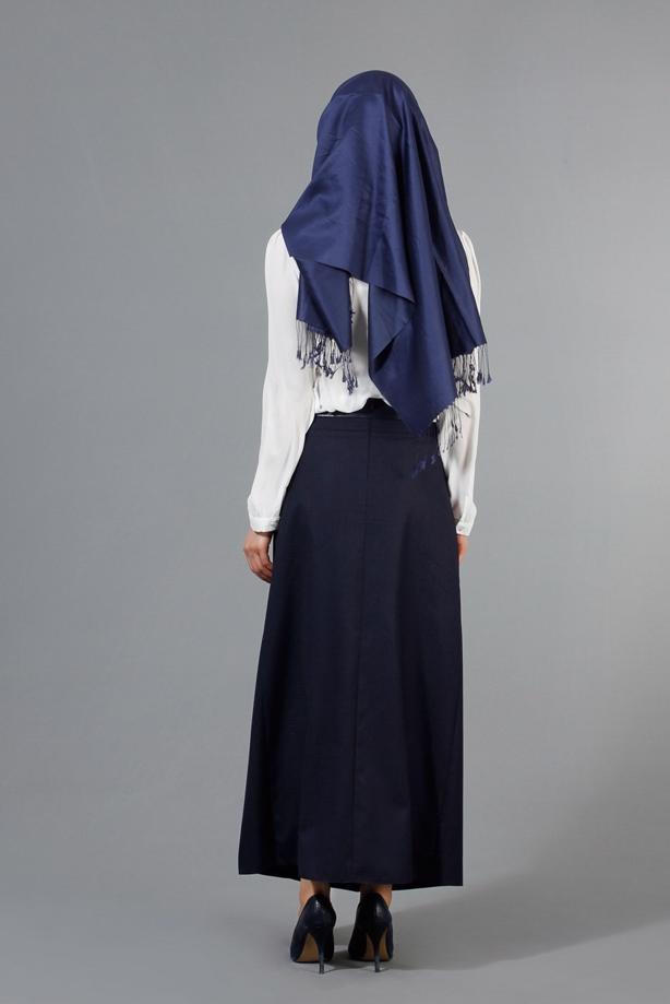 Vêtements hijab  T 3523 Hazalgül Kendinden Desenli  Kemerli Etek - TRENDTESETTÜR