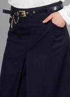 Vêtements hijab BLEU MARINE T 3523 Hazalgül Kendinden Desenli  Kemerli Etek