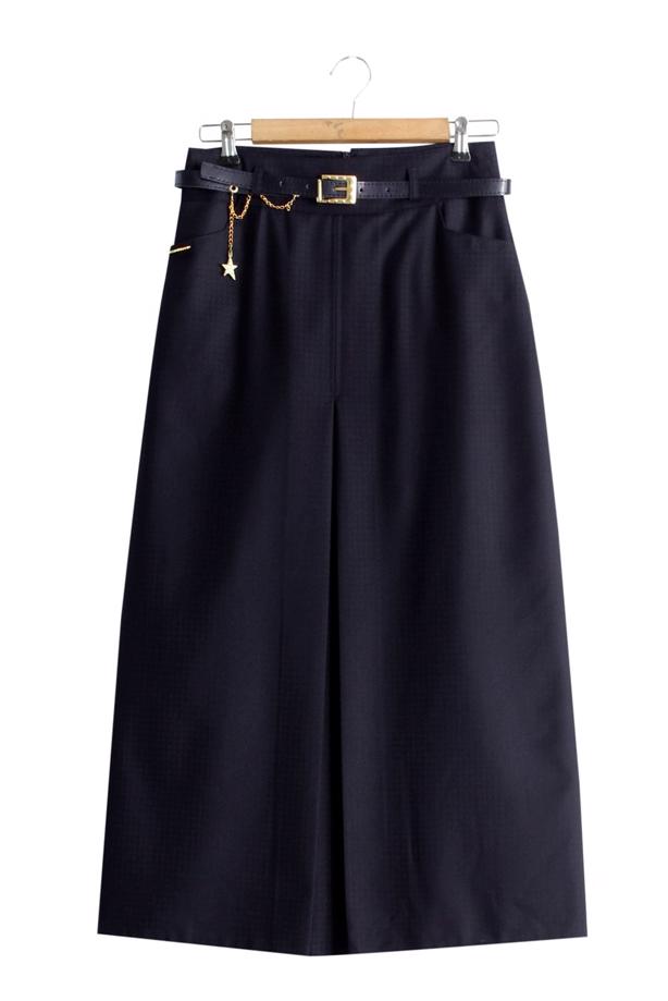 Vêtements hijab  T 3523 Hazalgül Kendinden Desenli  Kemerli Etek - TRENDTESETTÜR