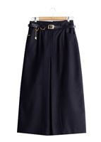 Vêtements hijab BLEU MARINE T 3523 Hazalgül Kendinden Desenli  Kemerli Etek