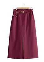 Hijab clothing PURPLE T 3523 Hazalgül Kendinden Desenli  Kemerli Etek