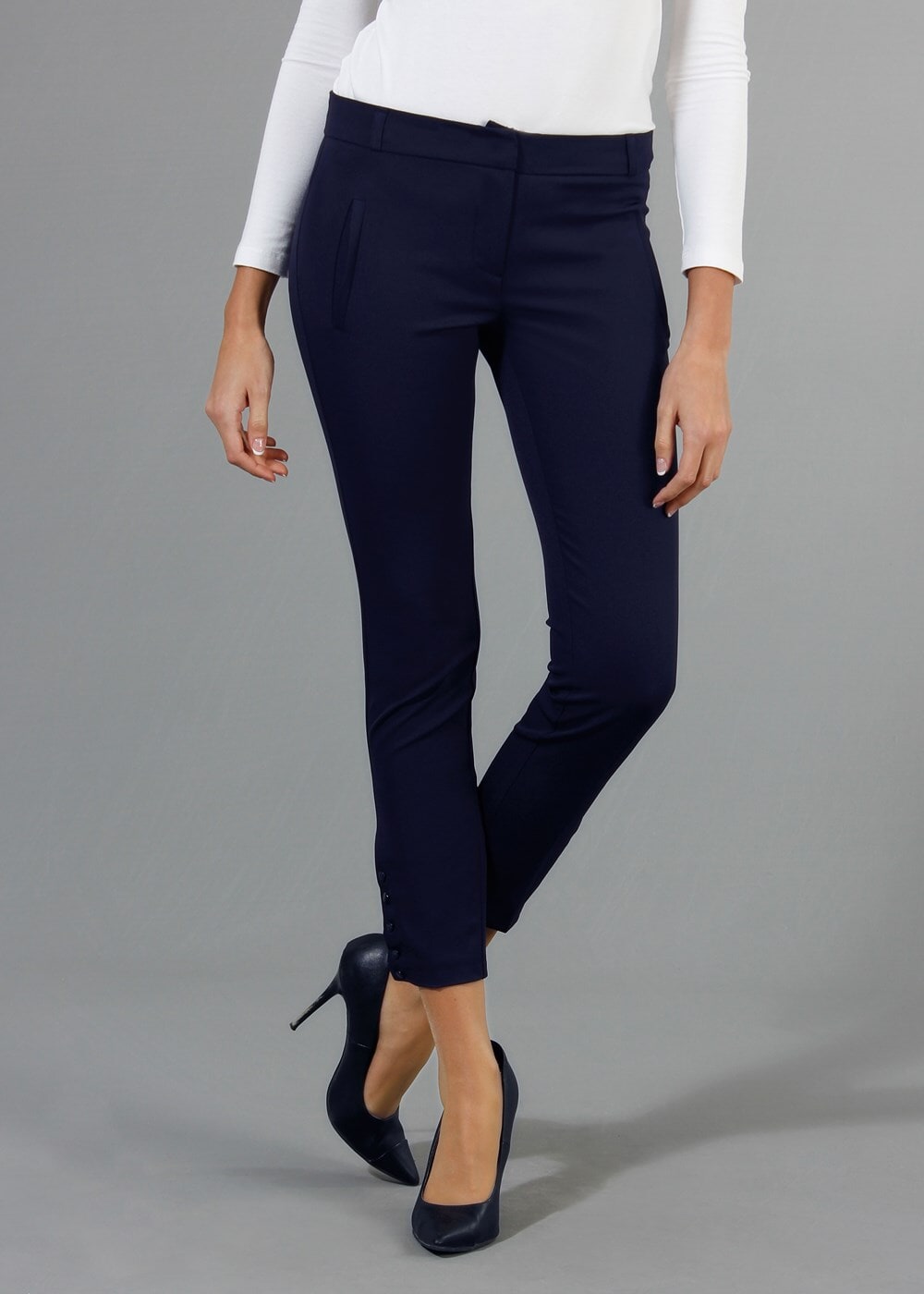 Vêtements hijab BLEU MARINE T 1276 Kaside Paça Kısmı Düğmeli Pantolon