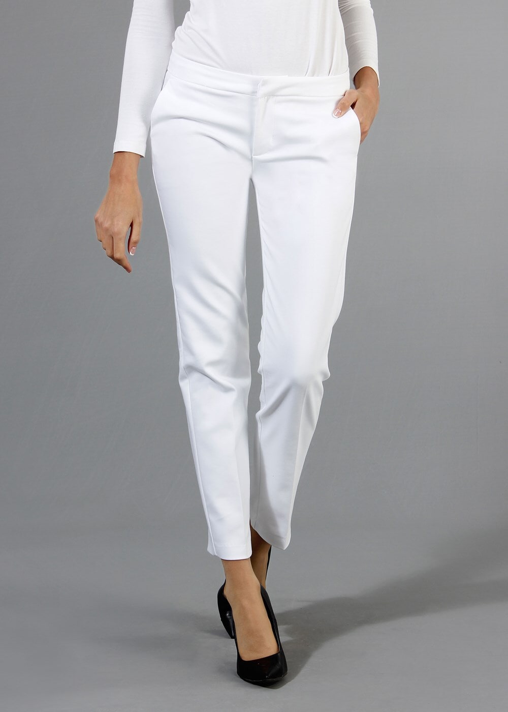 Hijab clothing WHITE T 1280 Kaside Uzun Viskon Pantolon