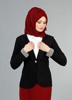 Vêtements hijab NOIR T 4083 Kaside Çizgili Garnili Ceket