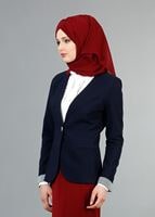 Hijab clothing NAVY BLUE T 4083 Kaside Çizgili Garnili Ceket