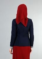 Hijab clothing NAVY BLUE T 4083 Kaside Çizgili Garnili Ceket
