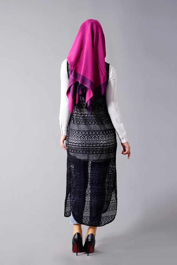 Vêtements hijab  T 14012 Quzu Dantel Desenli Tesettür Yelek - TRENDTESETTÜR