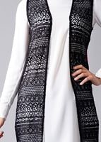 Hijab clothing BLACK T 14012 Quzu Dantel Desenli Tesettür Yelek