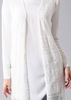 Vêtements hijab ÉCRU T 14012 Quzu Dantel Desenli Tesettür Yelek