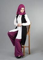 Vêtements hijab NOIR T 14051 Quzu Erkek Yaka Yelek