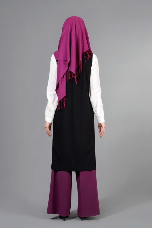 Vêtements hijab  T 14051 Quzu Erkek Yaka Yelek - TRENDTESETTÜR