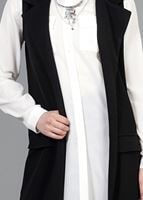 Vêtements hijab NOIR T 14051 Quzu Erkek Yaka Yelek