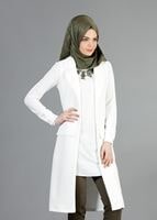 Hijab clothing CREAM T 14051 Quzu Erkek Yaka Yelek