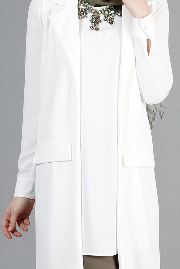 Vêtements hijab  T 14051 Quzu Erkek Yaka Yelek - TRENDTESETTÜR