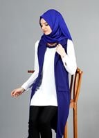 Hijab clothing NAVY BLUE T 14051 Quzu Erkek Yaka Yelek