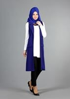 Hijab clothing NAVY BLUE T 14051 Quzu Erkek Yaka Yelek