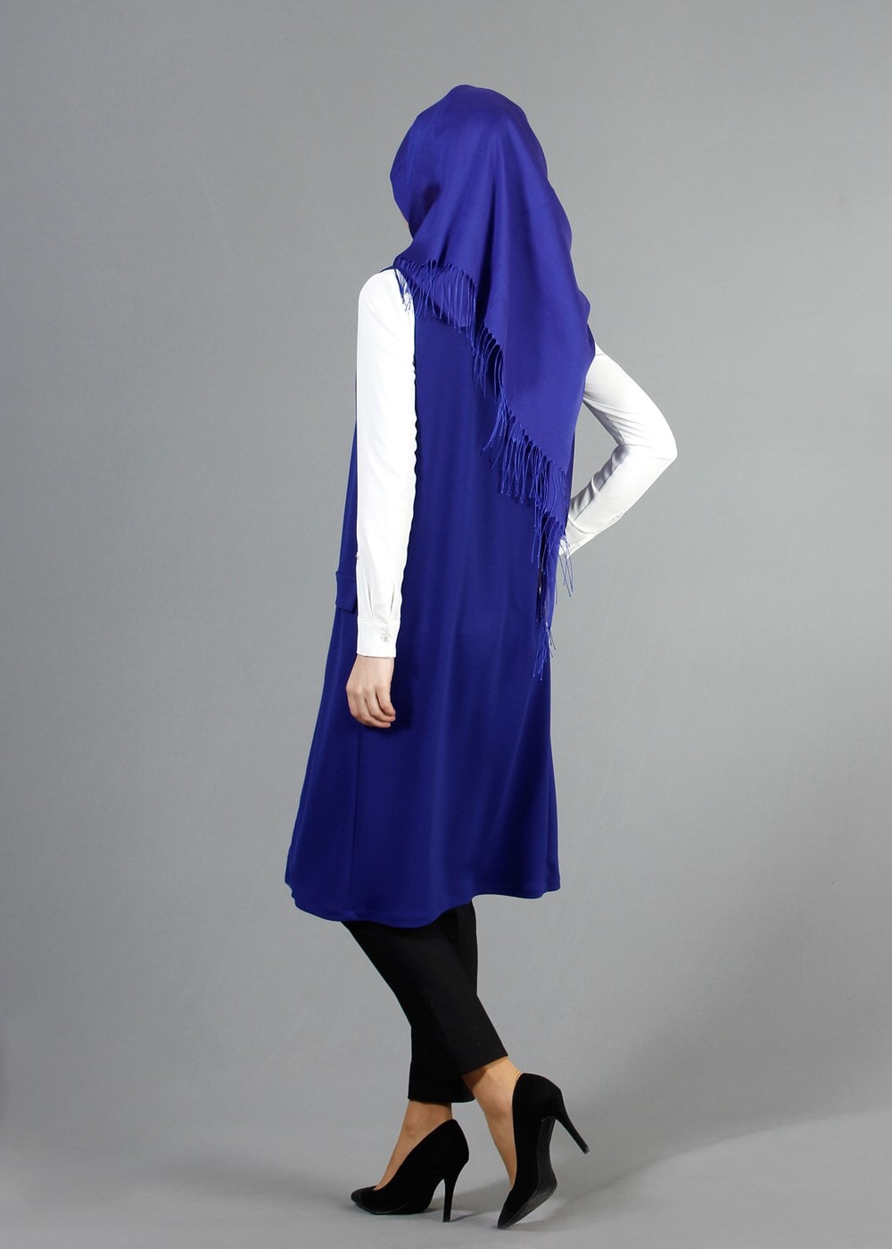 Hijab clothing NAVY BLUE T 14051 Quzu Erkek Yaka Yelek