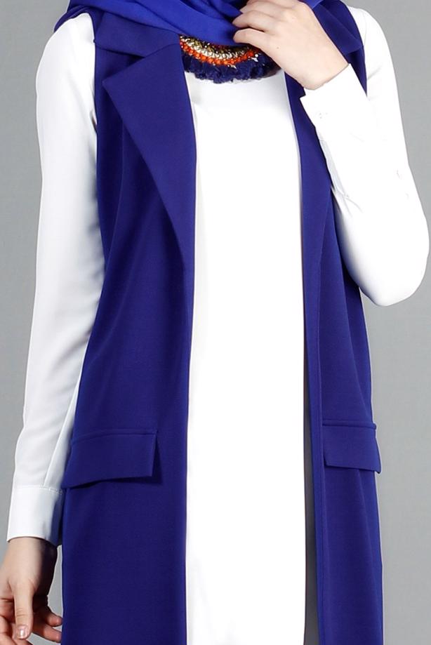 Vêtements hijab  T 14051 Quzu Erkek Yaka Yelek - TRENDTESETTÜR