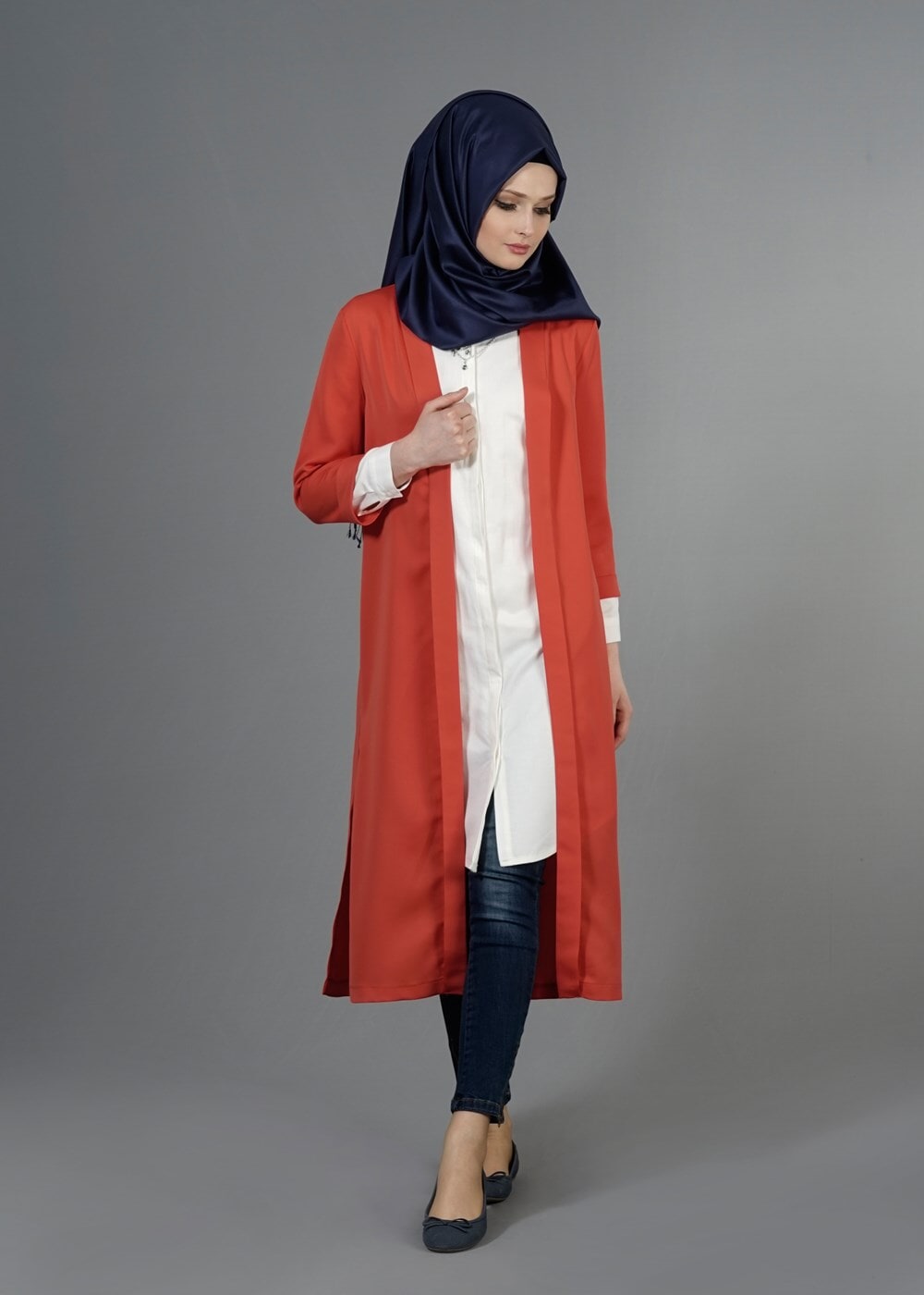 Hijab clothing ORANGE CAPRI SLEEVE JACKET 50040 