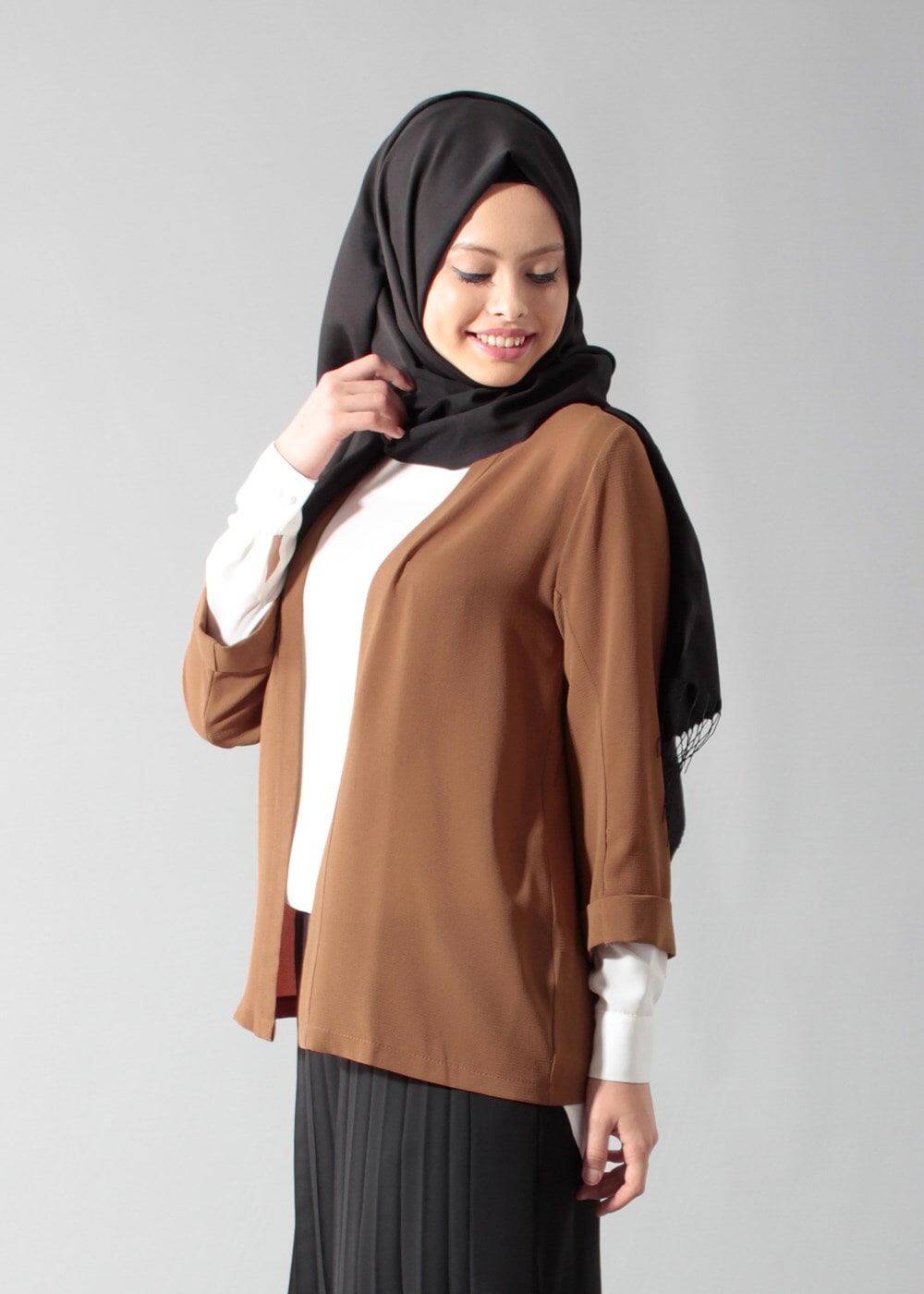Hijab clothing BROWN SHORT SALAS JACKET 50049 