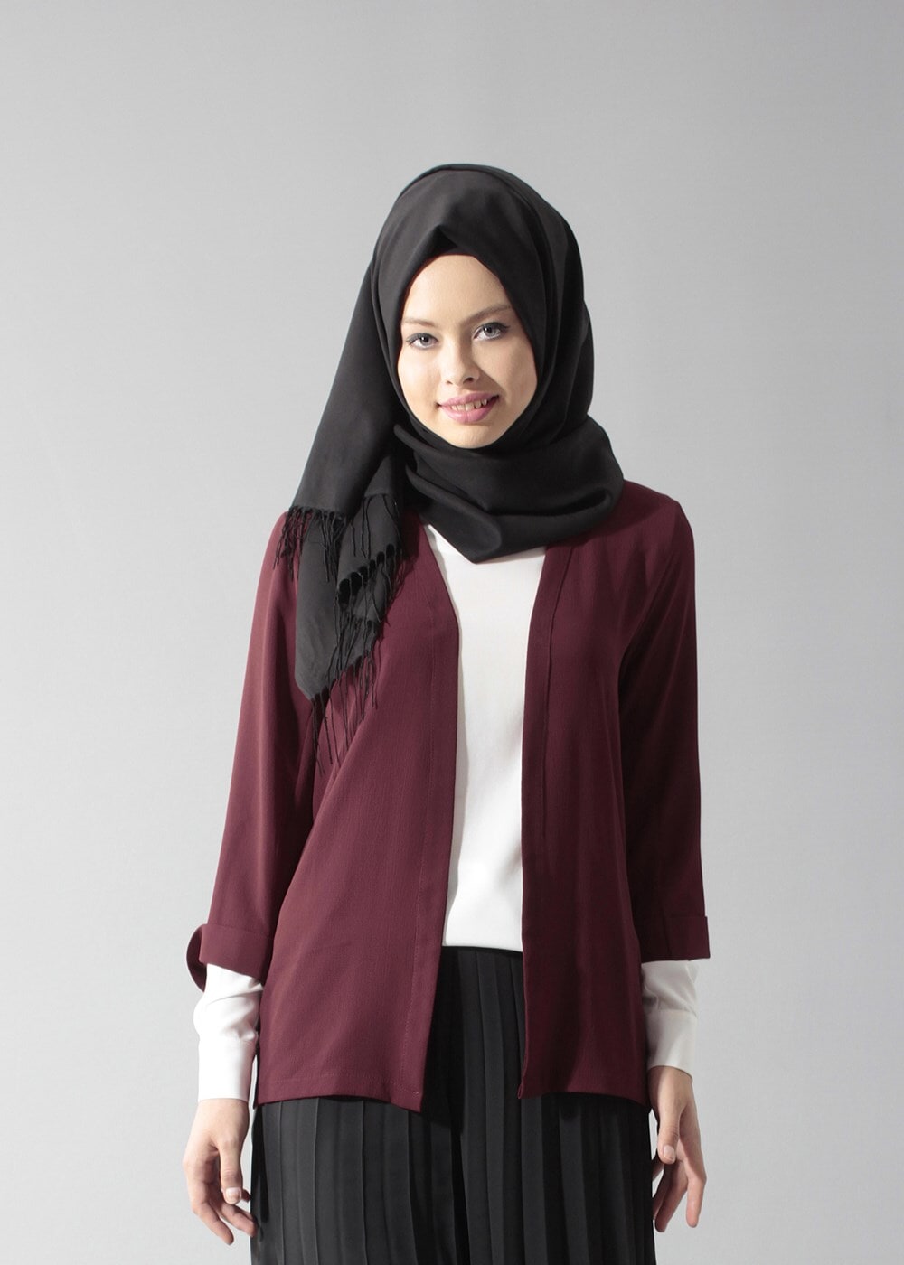 Vêtements hijab ROUGE BORDEAUX VESTE COURTE SALAS 50049