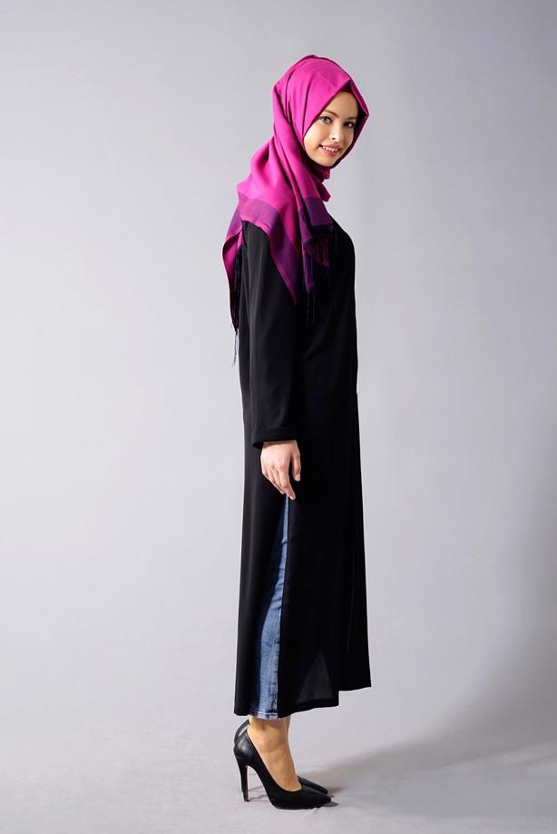 Vêtements hijab  SLIT DETAIL LONG JACKET 50162  - TRENDTESETTÜR